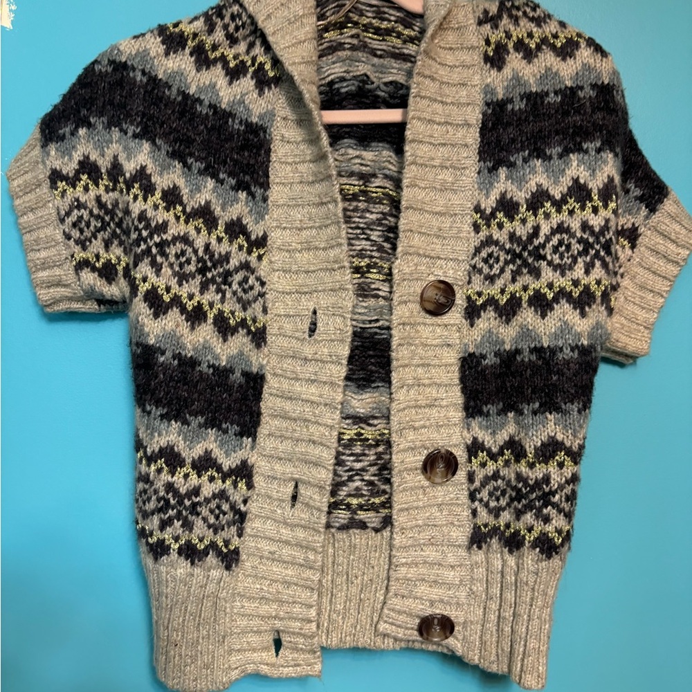 Aeropostale Women's Patterned Cardigan - Black, Gray, and Cream